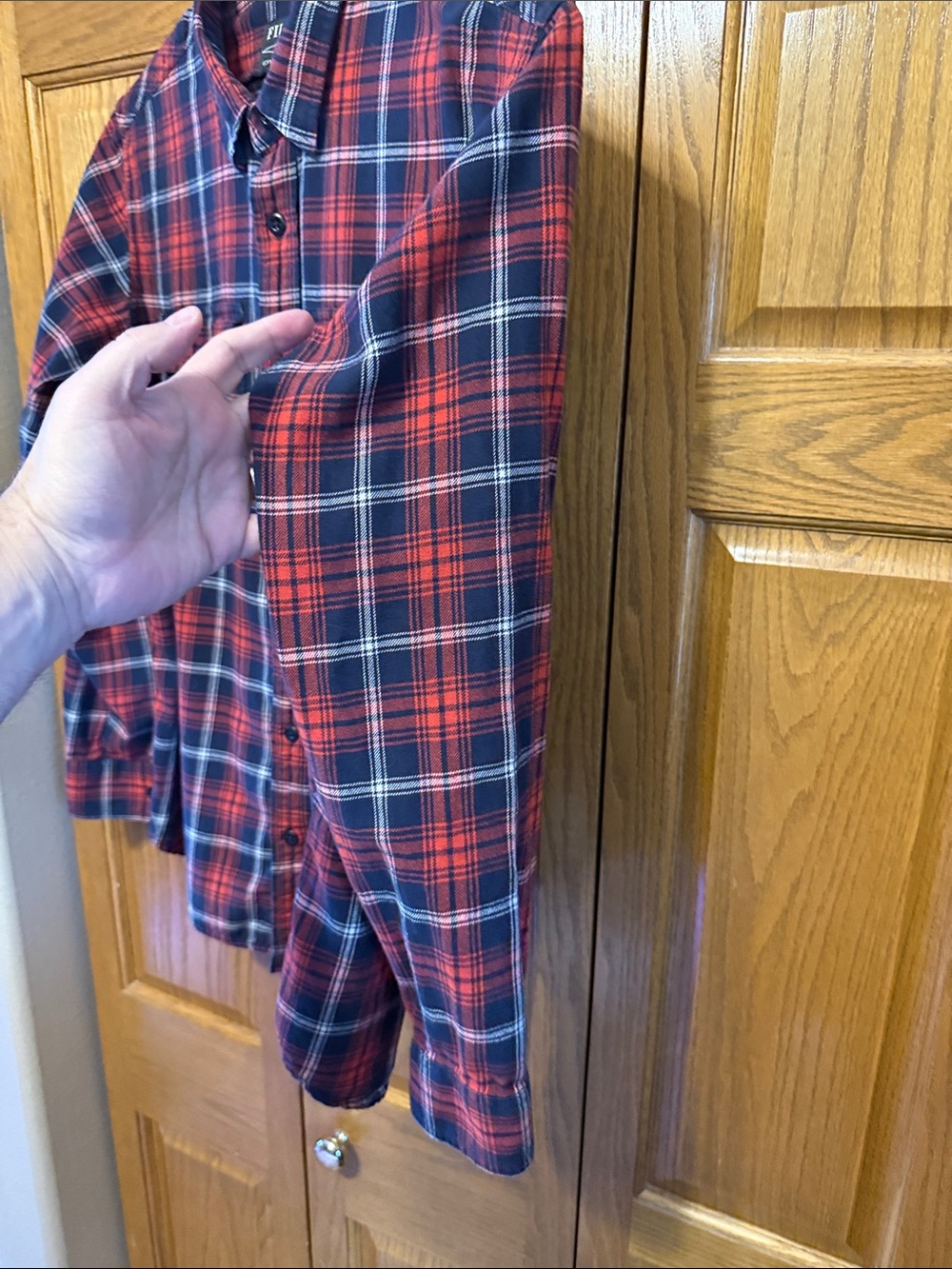 Filson Red and Navy Plaid Button-Up Shirt - Picture 4 of 9